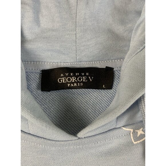 Avenue George V Paris Hoodie Light Blue Sweatshirt Rhinestone Men's Size Large - Picture 7 of 12